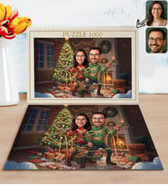 BK Gift Kişiye Özel Sevgili Yılbaşı Karikatür Tasarımlı 1000 Parça Profesyonel Puzzle-2, 1000 Puzzle, Yeni Yıl Hediyesi, Yılbaşı Hediyesi