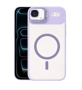 Durukar® iPhone 17 Air Remim Lensli Magsafe Standlı Kapak - Lila