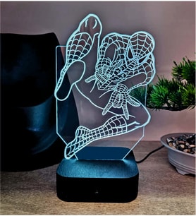 Örümcek Adam (Spider-man) RGB LED Gece Lambası – 16 Renkli Pleksi Masa Lambası (Adaptörlü)