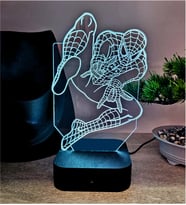 Örümcek Adam (Spider-man) RGB LED Gece Lambası – 16 Renkli Pleksi Masa Lambası (Adaptörlü)