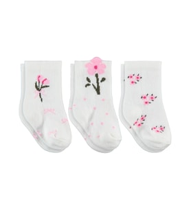 Civil Baby 3D Çiçek Desen 3'lü 6-18 Ay Bebek Kız Çorap Set - Standart