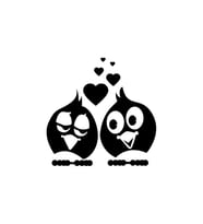 Miyrem Sticker Serisi Aşık Kuş Çift Sticker (Siyah)