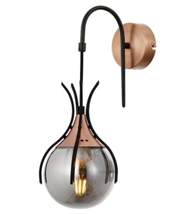 Avonni AP-1766-1BSY Siyah Boya Aplik E27 Metal Cam H: 40 cm, WxD: 13x18 cm