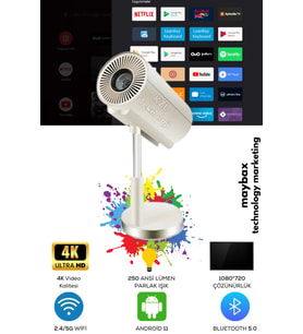 Mini Android Projektör, 150 inç Wi-Fi Bluetooth, Ayarlanabilir Boyut