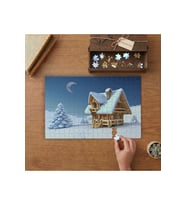 Karlı Manzara - Çam Ağacı - Ev Tasarımı 240 parça Ahşap Puzzle Ahşap Kutuda MP05580