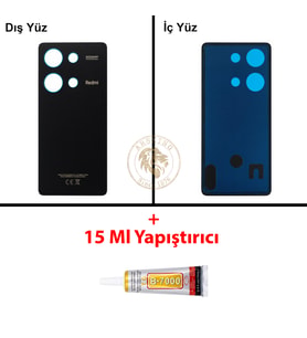 Xiaomi Redmi Note 13 Pro 4G Gece Siyahı Arka Pil Kapağı Batarya Kapağı + B-7000 Yapıştırıcı