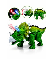 Işıklı ve Sesli Yürüyen Oyuncak Dinozor Triceratops Figürü 25 cm