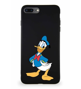 Apple iPhone 8 Plus Soft Premier Kapak Donald Duck-C Tasarımlı Silikon Kılıf - Siyah (Şeffaf)