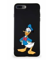 Apple iPhone 8 Plus Soft Premier Kapak Donald Duck-C Tasarımlı Silikon Kılıf - Siyah (Şeffaf)