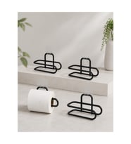 Yapışkanlı WC Kağıtlık Siyah Metal 4 Adet Rulo Askısı