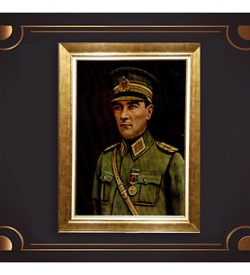 Altın Varaklı Çerçeveli Paspartulu Atatürk Tablo z4841 (Gold)