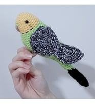 Amigurumi Kuş Muhabbet Kuşu Elma Yeşili Kırçıllı Kanat (Kırmızı)