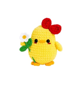 Çiçekli Sarı Civciv Amigurumi Organik Oyuncak