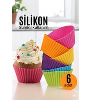 Silikon Muffin Kalıbı - Sürekli Kullanım Muffin Kek Kalıbı 6 Adet