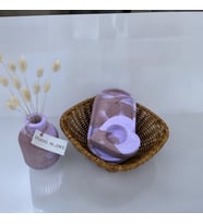 Studio Moon's Kahverengi &Lila 3'lü Set Dekoratif Vazo, Kalp Tealight Mumluk & Dekoratif Tabak