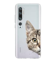 Xiaomi Mi Note 10 Uyumlu Kapak Catface Tasarımlı Şeffaf Silikon Kılıf