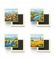 Muş - Baskılı Buzdolap Magneti Kare - 9x9 cm - 4 Adet