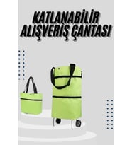 Katlanabilir Tekerlekli Çantalı Çarşı Pazar Arabası Alışveriş Çantası Piknik Çantası