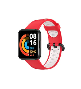Mey İthalat® Redmi Watch 2 Spor Delikli Kordon - Kırmızı-Beyaz