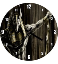 Cakatablo Muhteşem Kaslarıyla Anubis ve Asası Duvar Saati