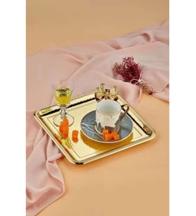Cooker CKR3175 Kare Metal Sunum Tepsisi 25 Cm (Gold)