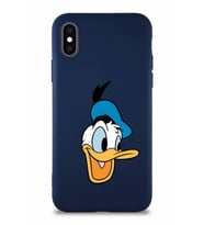 Apple iPhone XS Soft Premier Kapak Donald Duck-A Tasarımlı Silikon Kılıf - Lacivert (Şeffaf)