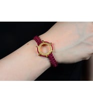 ÇELİKOĞLU KUYUMCULUK BORDO RENGLİ İPLİ ÇEYREK CERCEVELİ BİLEKLİK