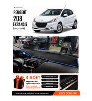 PEUGEOT 208 ESKİ Uyumlu Torpido Örtüsü Torpido Kılıfı - Siyah Mavi