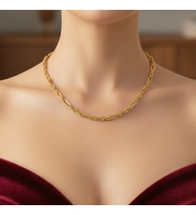 Lorivelle Kadın Valentino Zincir Çelik Kolye 45 cm  A Kalite Altın Kaplama Kararmaz İtalyan Yassı Ezme Model