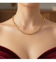 Lorivelle Kadın Valentino Zincir Çelik Kolye 45 cm  A Kalite Altın Kaplama Kararmaz İtalyan Yassı Ezme Model