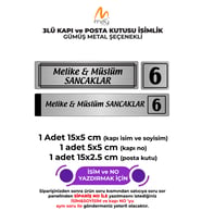 GÜMÜŞ METAL KAPI İSİMLİĞİ SETİ 3'LÜ - KAPI İSİMLİĞİ, KAPI NUMARASI, POSTA KUTUSU İSİMLİĞİ