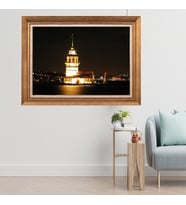 Çerçeveli Paspartulu Manzara Tablo cft0172 (Gold)
