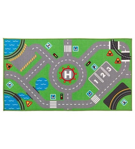 Çocuk Oda Halısı 75x133 cm Alan: 0.99 m² Yıkanır Yeşil Renk Desenli Halı