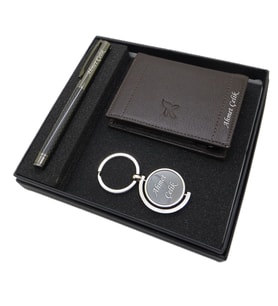 Kişiye Özel Set - Deri Cüzdan + Anahtarlık + Fiber Kalem Set  Kalem + Hakiki Deri Cüzdan ve Anahtarlık  İsme Özel Hediyelik Set (Karışık)