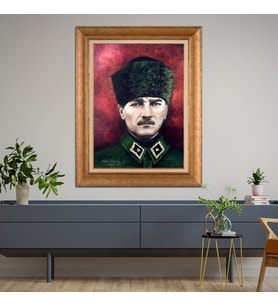 Altın Varaklı Paspartulu Çerçeveli Tablo hb451