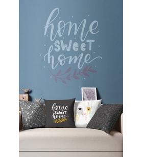 Moud's Çift Tarafı Baskılı Gri Sweet Home Serisi Desenli 4'lü Kombin Süet Kırlent Kılıfı - PLG200