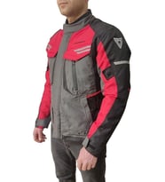 Kopenhag Motosiklet Montu Gri-Kırmızı Full Koruma Motorcu Montu