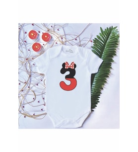 Unisex Bebek Baskılı Mouse 3 Pamuklu Çıtçıtlı Body