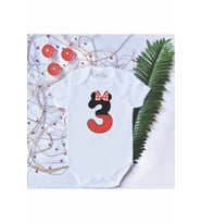 Unisex Bebek Baskılı Mouse 3 Pamuklu Çıtçıtlı Body