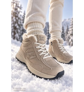 Muggo NORTEX Kürklü Fermuarlı Kalın Taban Bağcıklı Kışlık Kadın Sneaker Bot