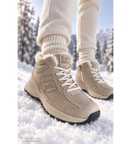 Muggo NORTEX Kürklü Fermuarlı Kalın Taban Bağcıklı Kışlık Kadın Sneaker Bot