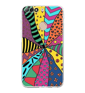 PrintiFy Huawei Y7 2018 ile Uyumlu Retro Color 4  Kamera Korumalı Şeffaf  Kılıf