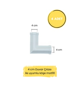 Dekoratif Polimer 4 cm Duvar Çıtası Uyumlu Köşe Motifi