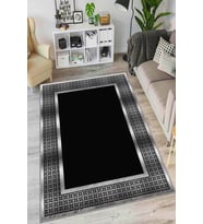 Siyah Çerçeveli Kaymaz Taban Makinede Yıkanabilir Halı AR985 - 100 x 160 cm