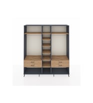 Hyperion Gardrop 10 Raflı 4 Çekmeceli 2 Askılı 220x44x243 Antrasit-Çam/Çam