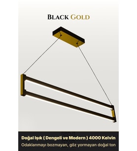 Orion Gold 3000K Lineer LED Sarkıt Avize – Kumandalı Dim Edilebilir – Aşağı Işık