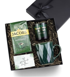 Jacobs Filtre Kahve & Rakle Mum & Yeşil Kupa Premium Hediye Seti