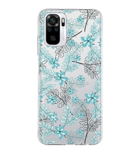 Xiaomi Redmi Note 10s Uyumlu Kapak Floral Su Yeşili Tasarımlı Şeffaf Silikon Kılıf