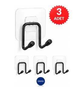 Kendinden Yapışkanlı Çift Kancalı Metal Duvar Askı Organizer