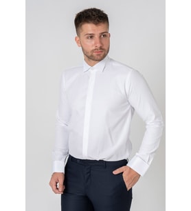 White Stone Venedik Pamuklu Slim Fit Ata Yaka Gömlek Beyaz